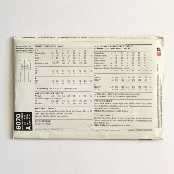 New Look Workroom Project Runway Dress Sewing Pattern 6070 Size A 4-16 Uncut - Picture 2 of 4